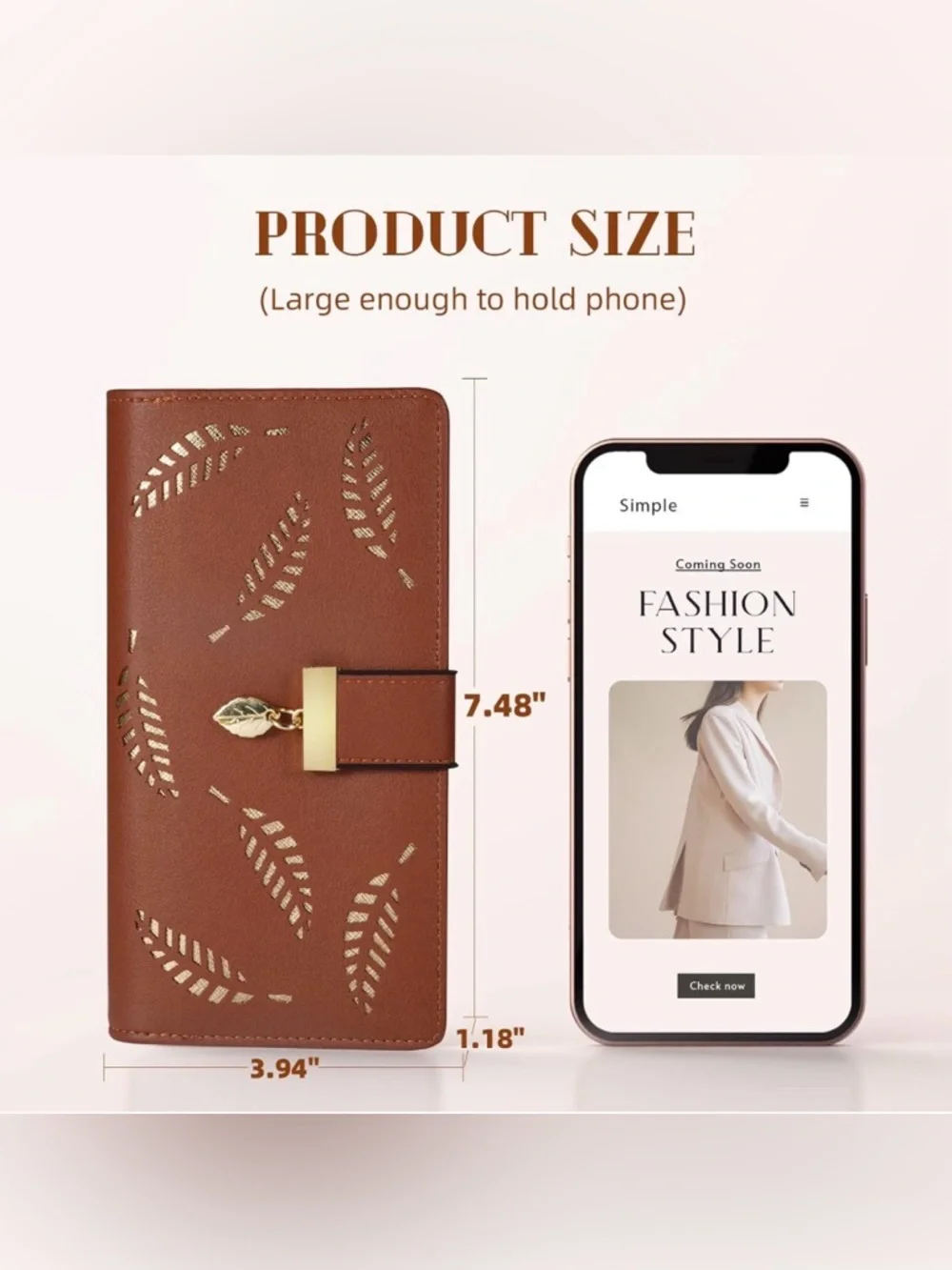 NWT~Leather Clutch/Wallet w/ Room for Phone.